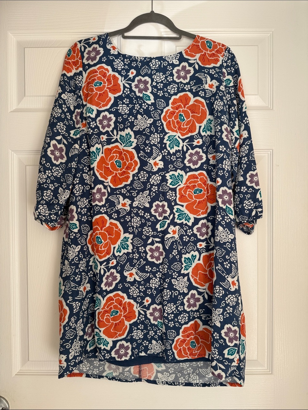 Old Navy Floral Shift Dress with Bold Orange Blooms